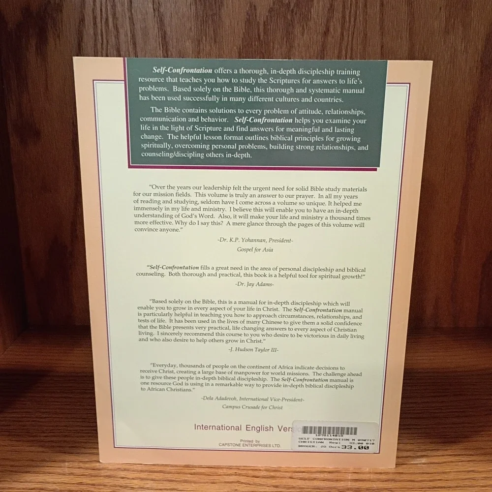 Self-Confrontation: A Manual for In-Depth Biblical Discipleship by John C Broger
